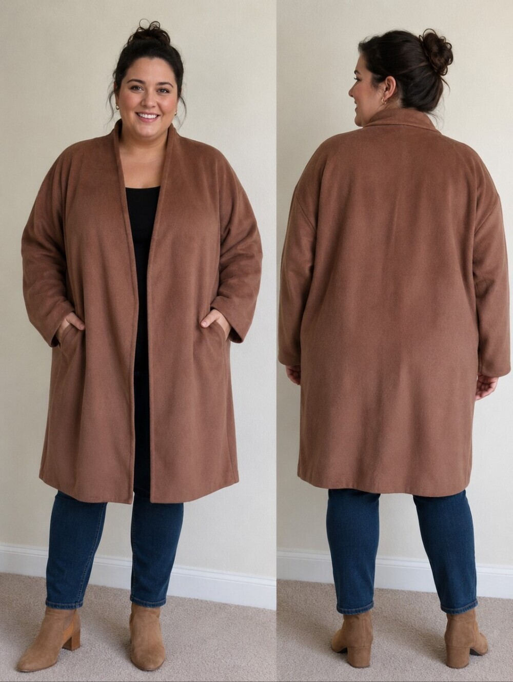 Vince Chestnut Brown Open-Front Trench Coat